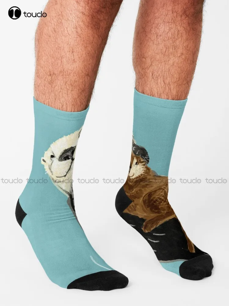 Alaska Sea Otter Socks Black Soccer Socks Personalized Custom Unisex Adult Teen Youth Socks 360° Digital Print Hd High Quality