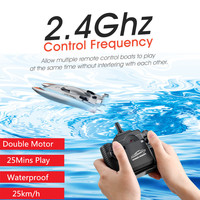 100M Top Speed Electric Remote Control RC Racing Boat Model 25KM/H Water Induction Waterproof RC Speedboat with Double Motor toy