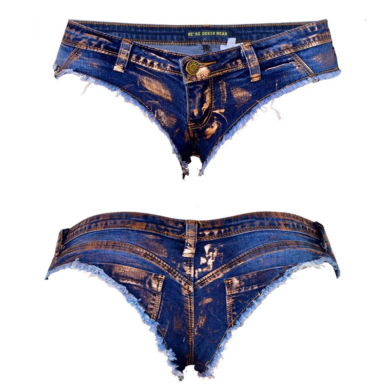 เซ็กซี่ยืด Micro กางเกงขาสั้นกางเกงยีนส์ผู้หญิง Booty เร้าอารมณ์ Night Club Skinny Super Mini Denim กางเกง Twerking ชุดฤดูร้อน Clubwear