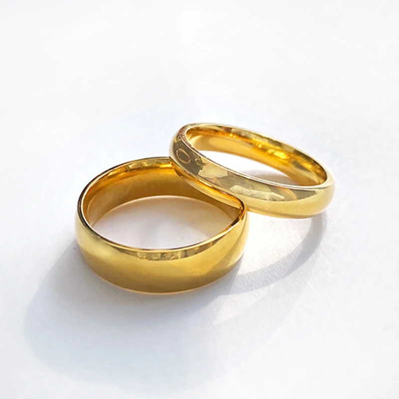 Couple's Solid Spherical Curved Band Ring Set
