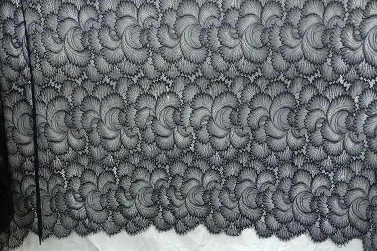 3M/Pack width150cm Skin-friendly eyelash lace fabric wedding dress textile lace fabric in white black