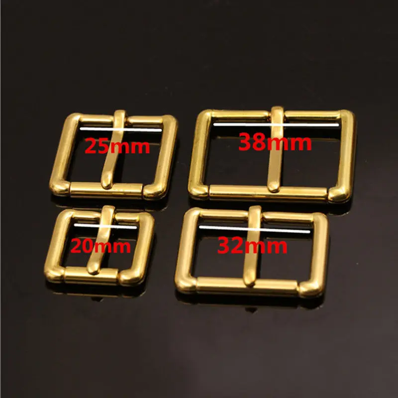 Brass Metal Heel Bar Buckle End Bar Roller Buckle Rectangle Single Pin for Leather Craft Bag Belt Strap 4 sizes available