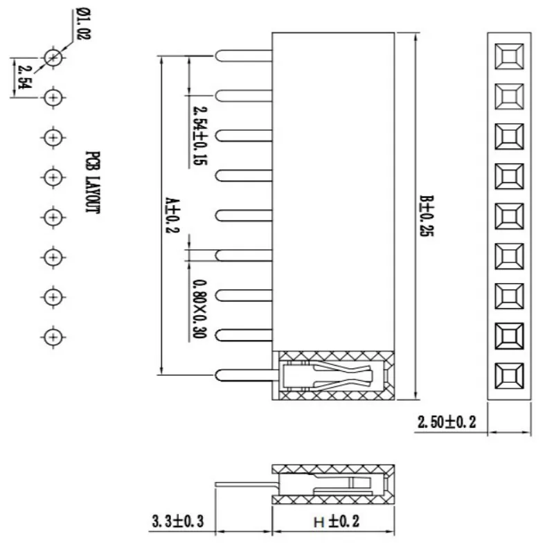 10Pcs 2.54Mm Enkele Rij Vrouwelijke Socket Rij Socket Pin Header Connectors 1*2P/3P/4P/5P/6P/7P/8P/9P/10P/12P/20/40P