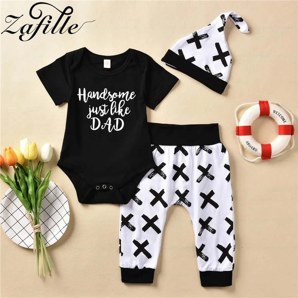 ZAFILLE Baby Boy Clothes Set 3Pcs Suit For Boy Clothes for Newborn Letter 