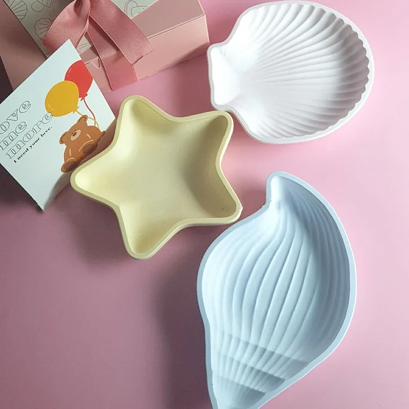 Shell Concrete Cement Tray Silicone Mold Leaf Jewelry Display Plate Tray Mold Plaster Creative Photo Props Epoxy Resin Mould