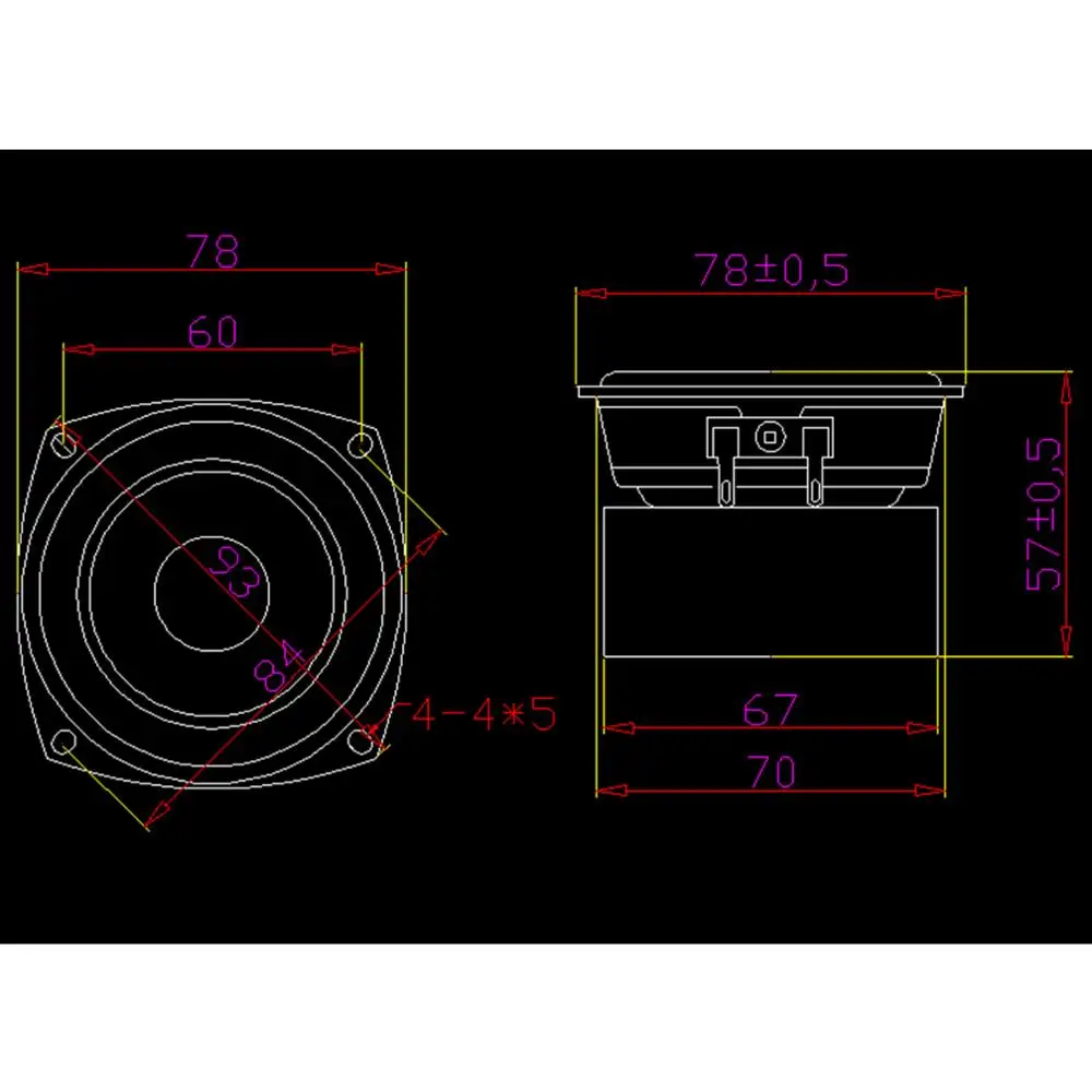 1pair 3 inch 4ohm/8ohm Mid-woofer Subwoofer 25W 50W Speaker Square Round