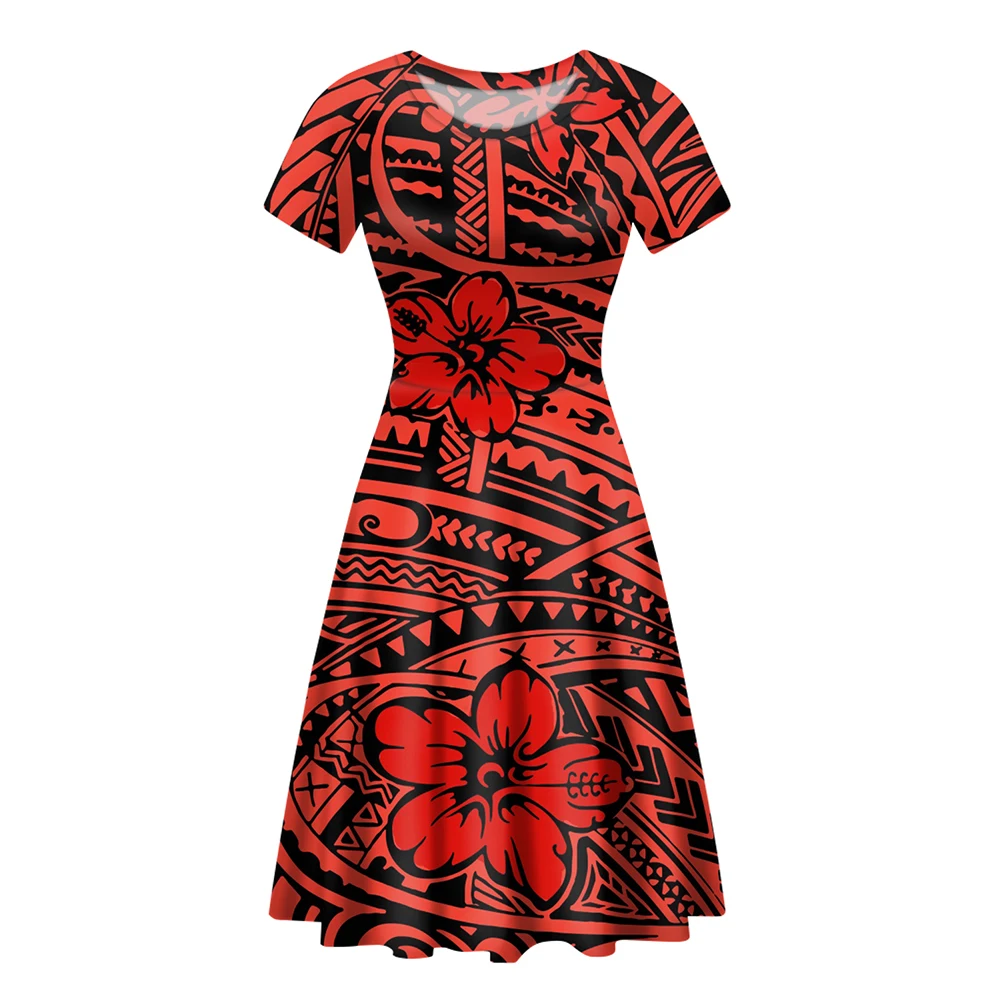 

HYCOOL Red Romantic Hawaii Floral Dresses Celebrate Halloween Present Vintage Women Polynesian Tribal Bodycon Dress Party Wear