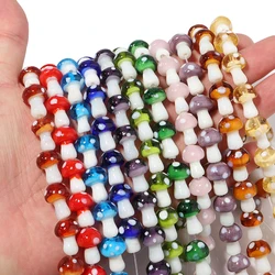 Grânulos de vidro para fazer jóias DIY, cores misturadas, Lampwork Mushroom Beads, colar e pulseira acessórios, atacado, 10 pçs/lote, 20 pçs/lote