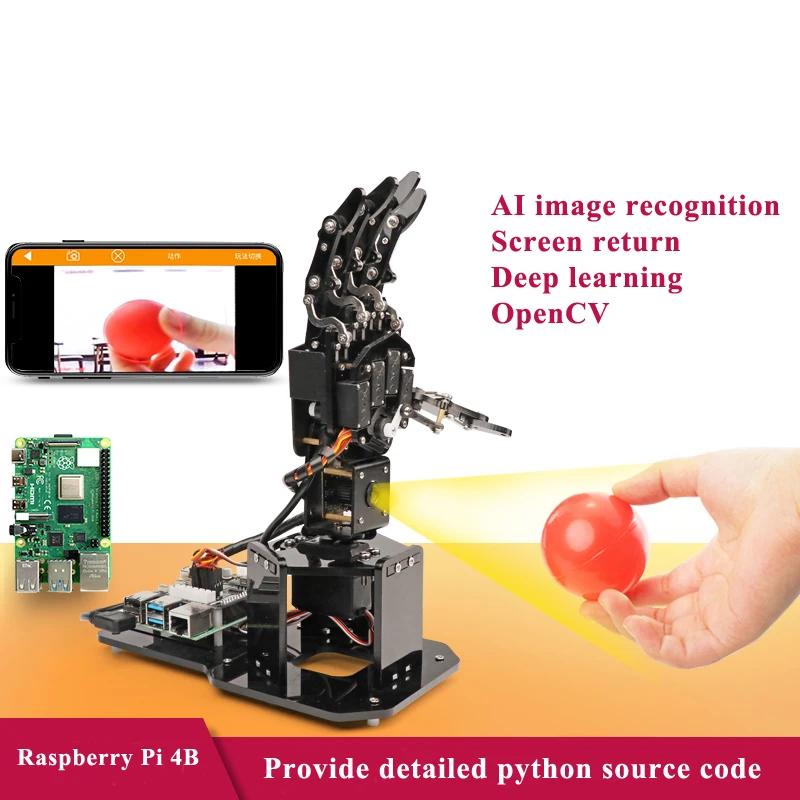 Dexterous Hand Uhandpi Manipulator Palm Robot Visual Somatosensory Recognition Raspberry Pi Python Programming