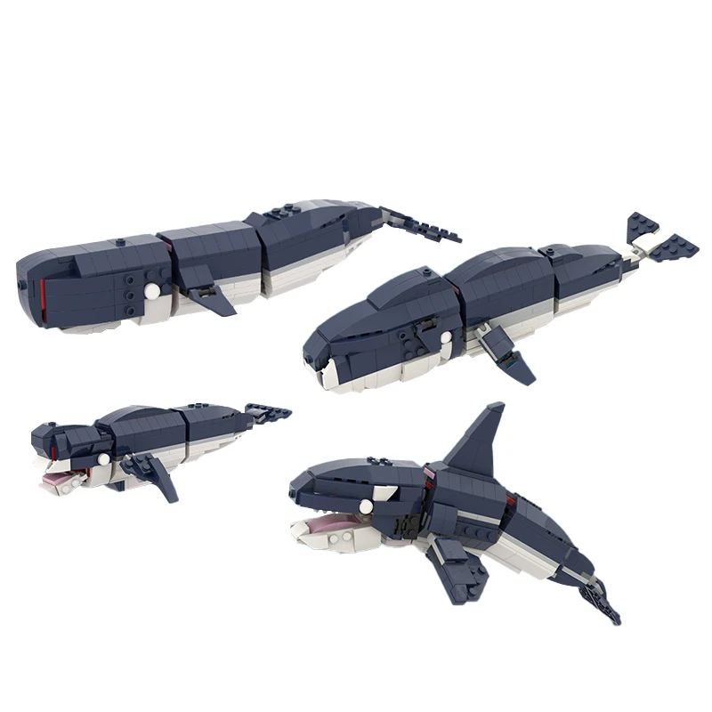 DIY 7 In 1 Whales Model Building Block Bricks MOC Ocean Polar Zoo Series Animal Killer Toys Kids Boys Education Best Gifts