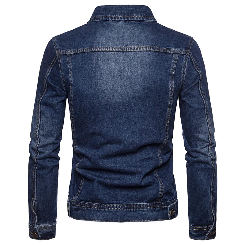 Spring Autumn Men Denim Jackets Casual Solid Color Lapel Single Breasted Jeans Jacket Men Slim Fit Cotton Outwear Jackets 5xl-M