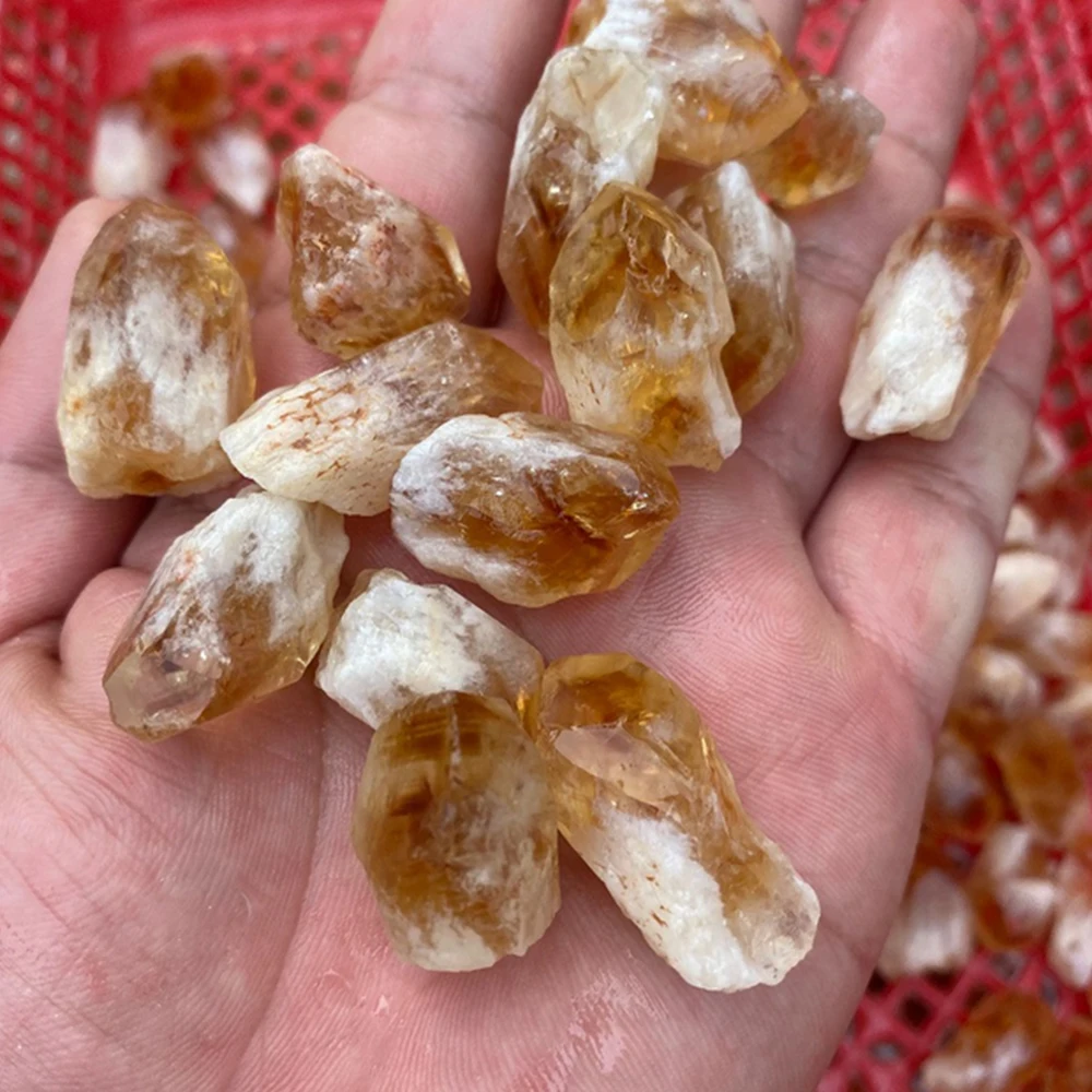 Random Rough Natural Citrine Point Quartz Crystal Cluster Raw Specimen Healing Stone Reiki Rock Ornaments Home Decoration