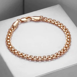 5mm Bracelet for Women Girls 585 Rose Gold Color Bismark Link Chain Bracelet Woman Men Hot Party Jewelry Gifts 17.5cm GB421