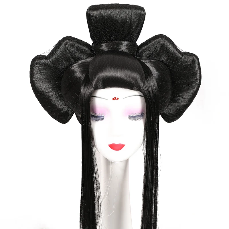 Zwart Anime Cosplay Haar Voor Vrouwen Royal Haarproducten Vintage Haar Kit Marsquerade Dress Up Prinses Party Tv Movie Spelen