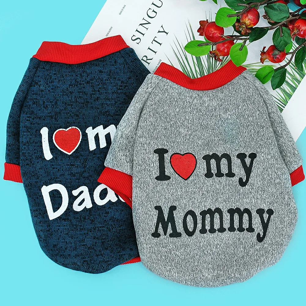 

Small Dogs Clothes Cute I Love Daddy Mommy Dog Cat Clothes T-shirt Pet Clothes Sweater Puppy Cat Clothing For Chihuahua Yorkies