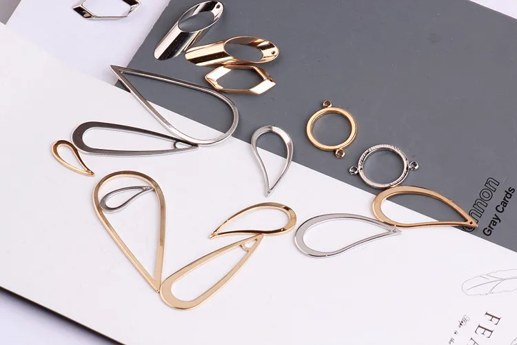 Diy minimalist geometric copper earring stud earrings accessories double hole circle link drop earrings jewelry materials