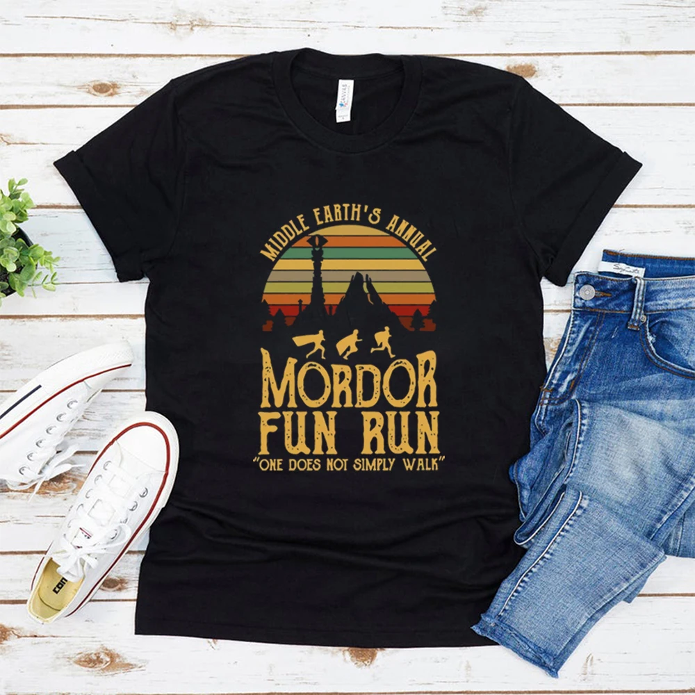 Middle Earth\'s Annual Mordor Fun Run Shirt Hobbit Shirt Book Lover Shirt Gift for Fan One Does Not Simply Walk Into Mordor Tee