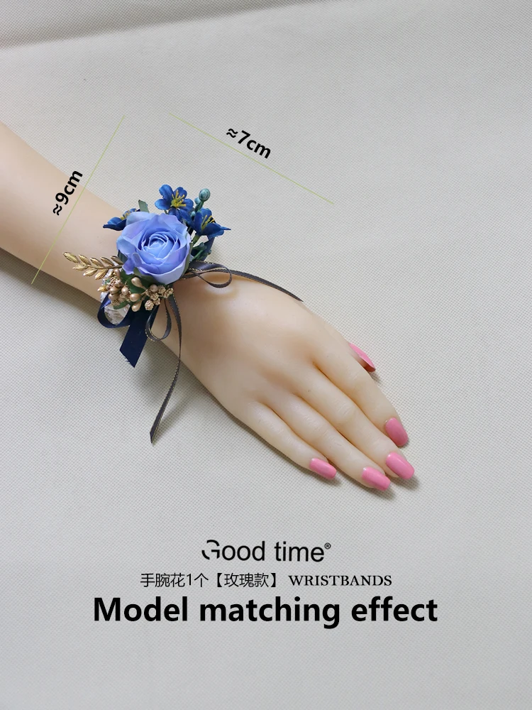 GT ผ้าไหม Corsages สีฟ้า Boutonnieres งานแต่งงานตกแต่งแต่งงาน Rose นาฬิกาข้อมือ Corsage Pin Boutonniere ดอกไม้สำหรับผู้เข้าพัก