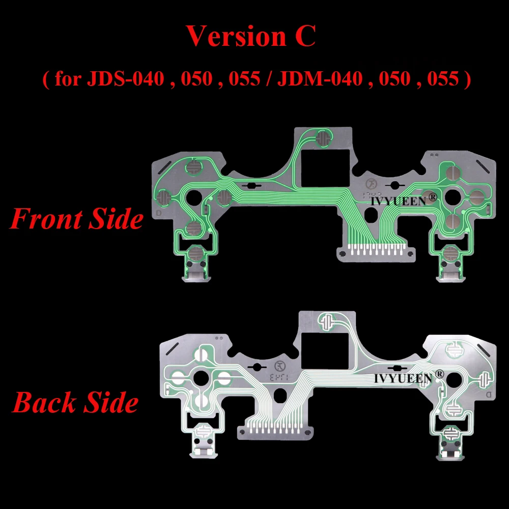 Ivyueen película condutora, 10 pçs, para dualshock 4, ps4, pro, slim, teclado, pcb, circuito de fita, jds, jdm, 055, 001, 011, 030, 040, 050
