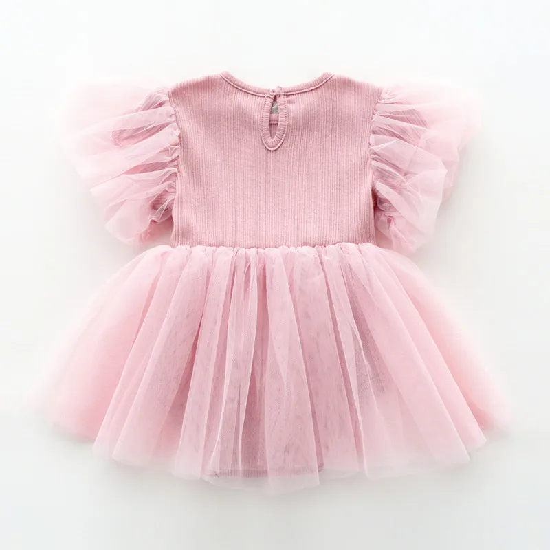 Vestido de verano para niña recién nacida, vestidos de princesa de tul para fiesta con volantes