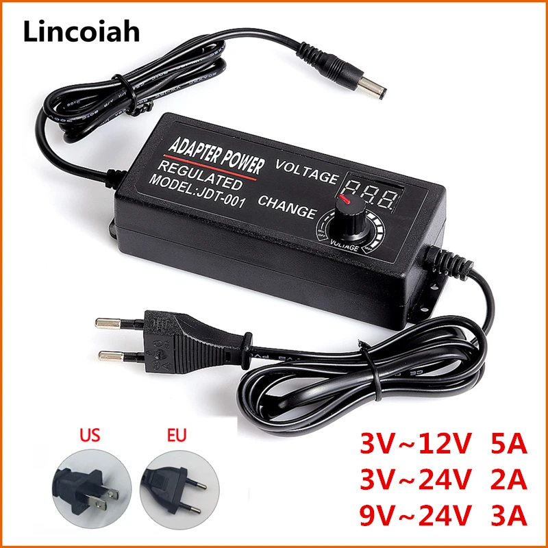 Adattatore universale regolabile da ca a cc 3V-12V 3V-24V 9V-24V con schermo di visualizzazione alimentatore regolato in tensione adatpor 3 12 24 V