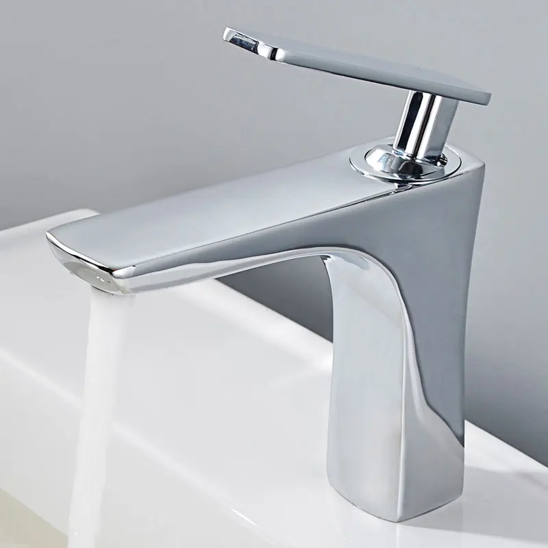 

Basin Sink Faucet Single Lever Square Hot And Cold Water Tap Deck Mounted Bathroom Vessel Sink Mixers Single Hole Faucet