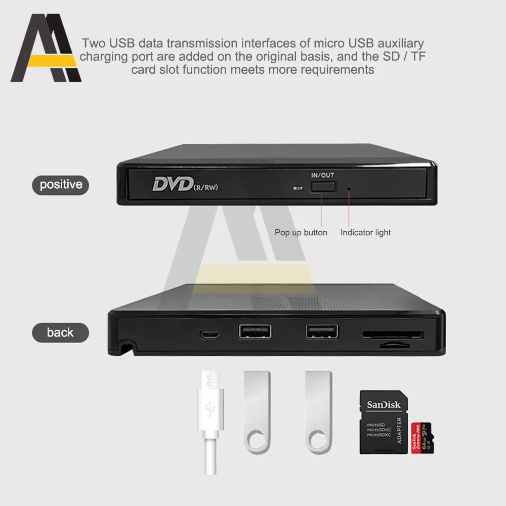 Unidad de Plug & Play USB de ABS, Combo USB + interfaz Dual tipo C CD-RW CD + DVD ROM-RW escritor quemador reproductor