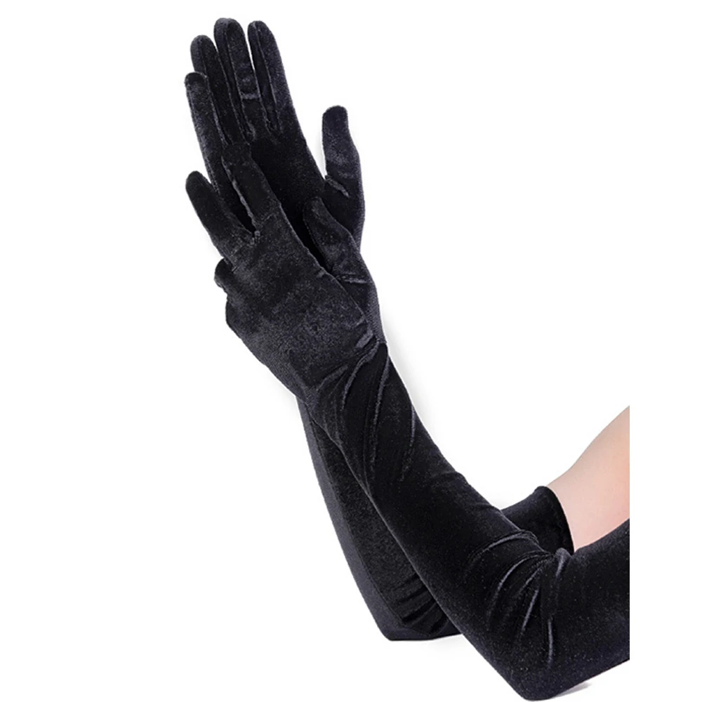 AINIAINI Wedding Accessories Velvet Gloves  Gant Wacom One Long Noir Evening Dress Long  Black Gloves For Women Lolita Gloves