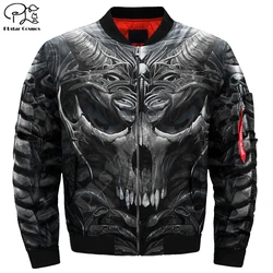 Chaqueta Bomber 3d para hombre y mujer, abrigo grueso con estampado de calavera y cabeza, con cremallera, informal, Harajuku