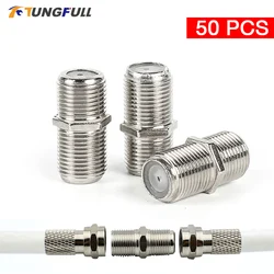 Tungfull New & Practical 50 Pcs F Type UHF Adapter Connector Female F/F Jack RG6 Coaxial Cable Connector Terminals For TV Video