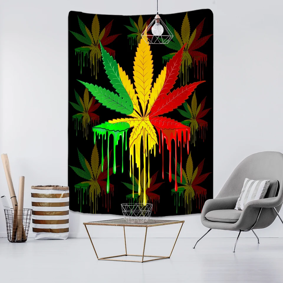 New 3D Printing Maple Leaf Wall Hanging Tapestry Art TAPIZ Bohemia Psychedelic Witchcraft Curtain Bedroom Home Decor