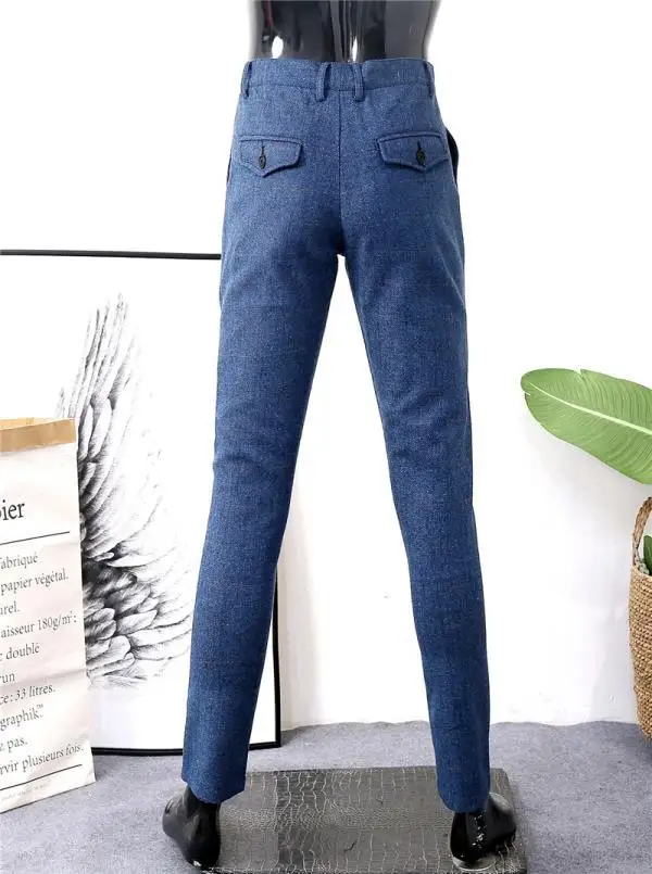 Trousers for Men Gray Tweed Plaid Pants Thick Formal Bussiness Pants Green Gentleman Trousers Suit Male Man Pants Plus Size 2021