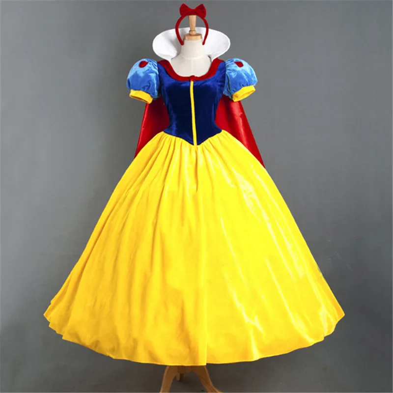 Princesa branca neve vestido cosplay para mulheres, Vestido dos desenhos animados para adulto, Halloween Party Costume