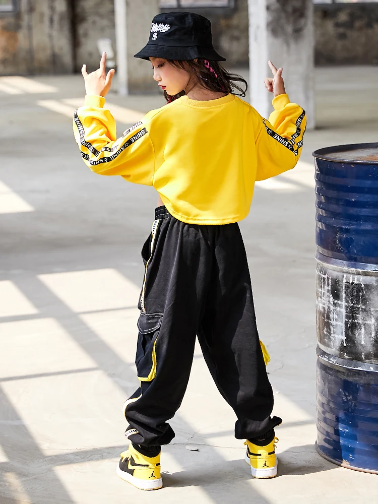 Bambini Hip Hop vestiti ragazze Jazz Street Dance Costume bambini felpa pantaloni Set sala da ballo Dancewear Stage Rave abbigliamento