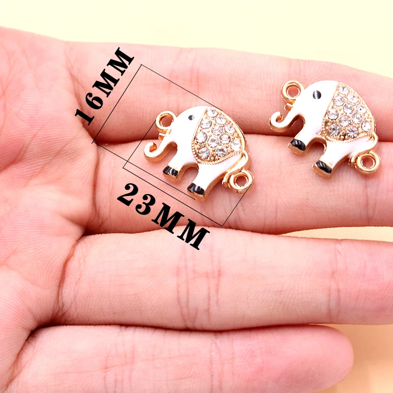 8pcs/lot Enamel Elephant Connector Charm Metal Pendants DIY Necklaces Bracelets Jewelry Handicraft Accessories