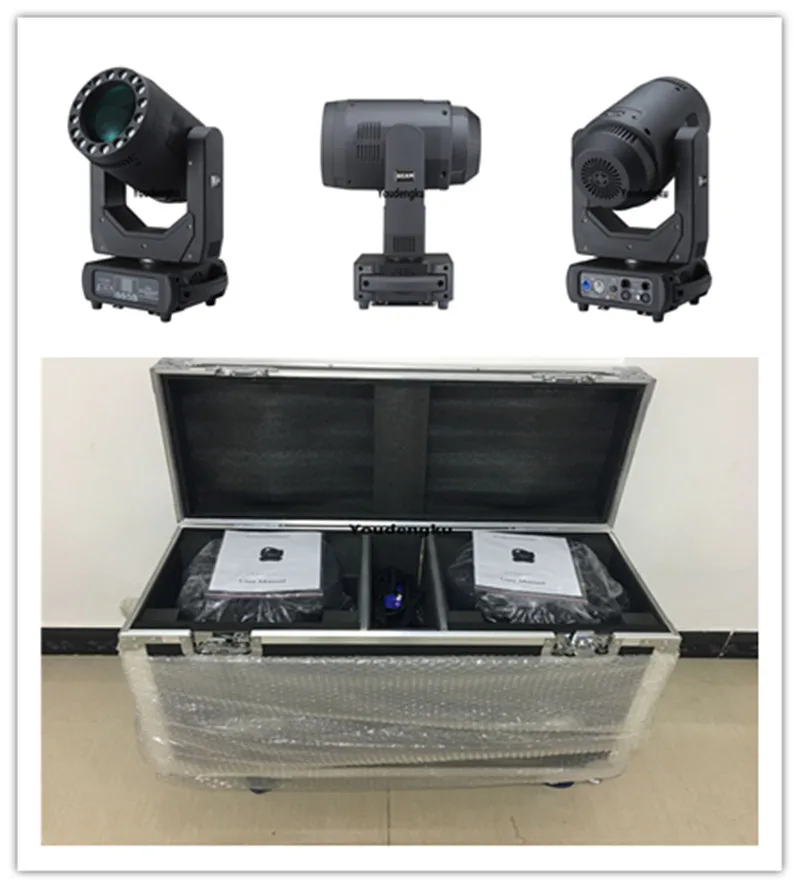 2pcs with roadcase moving heads spot 300w led set of lights for professional party rotating head spot led rgbw dmx beam light