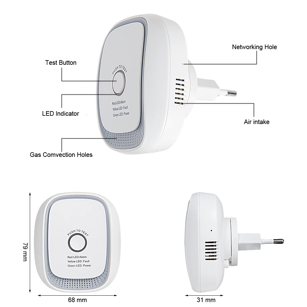 DIY Heiman Zigbee3.0  Natural Gas Sensor and Carbon Monoxide Detector CO Alarm Sensor Compatible with SmartThing Gateway