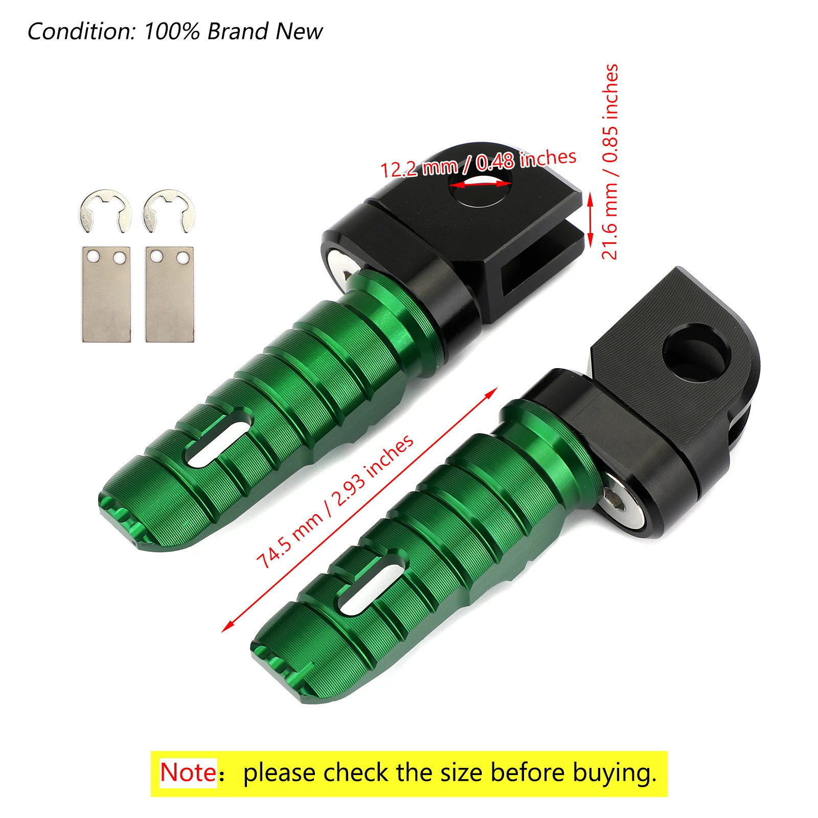 Artudatech Front Footrests Foot Peg for KAWASAKI Z1000SX Versys 650 X300 Z750 Z900 Z1000 ZX9R Green Accessories