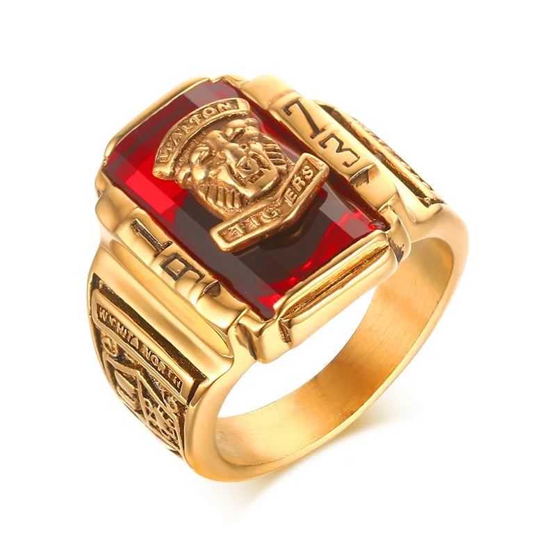 HOT Cool Multicolor Class Stone Men Rings Stainless Steel 1973 Walton Tiger Head Jewelry Gift Dropship  R533G