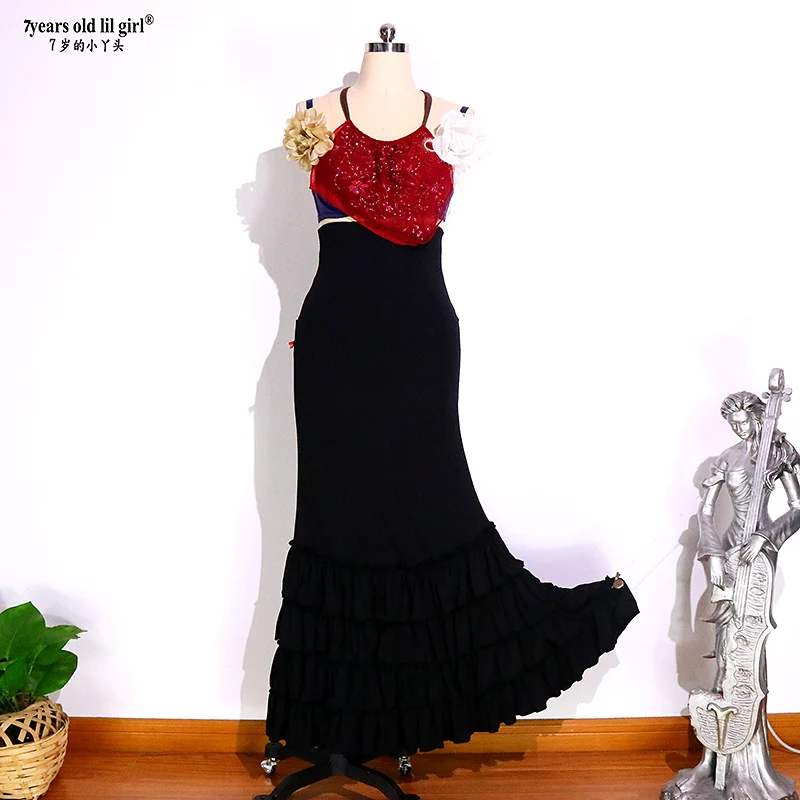 

Dress Flamenco Dance Practice Spanish Skirt Wear Women ESS19