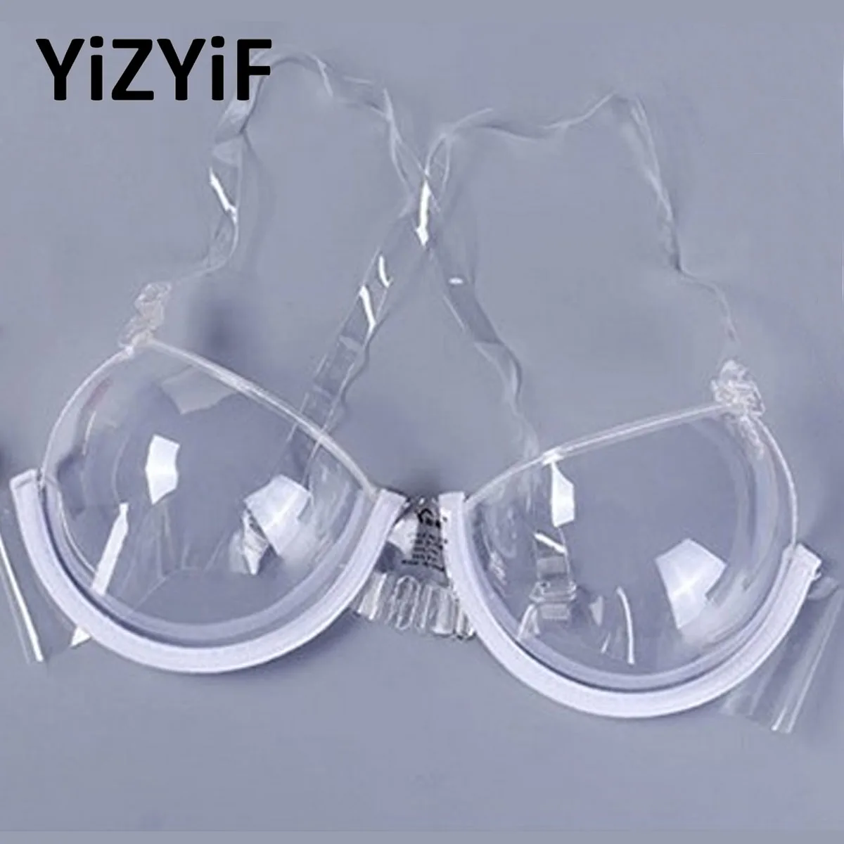 Women Sexy Clear Plastic Bras PVC Transparent Invisible Push Up Bras Top Transparent Underwire Brassiere Bralette Porno Clubwear