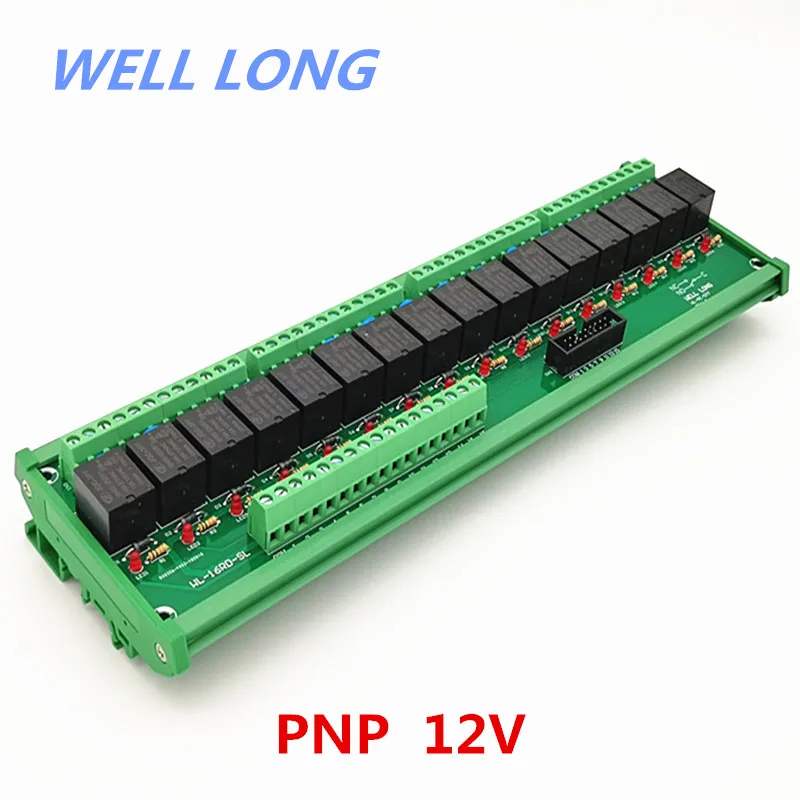 

DIN Rail Mount 16 Channel PNP Type 12V 15A Power Relay Interface Module,HF JQC-3FF-12V-1ZS Relay.