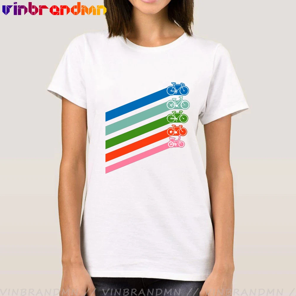 Rainbow Stripes Bicycle T shirts women MTB Cyclist Cycling Mountain Biking Downhill Tee BMX Outdoor Cycling tshirt female Tops