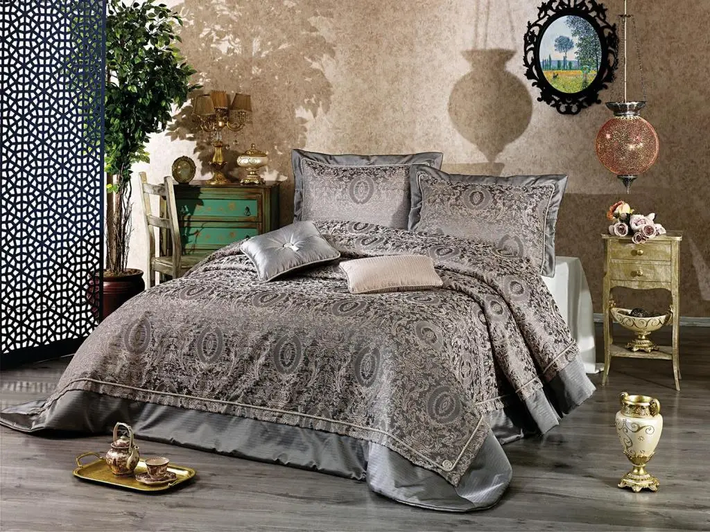 Linda Double Bed Cover Anthracite Gray