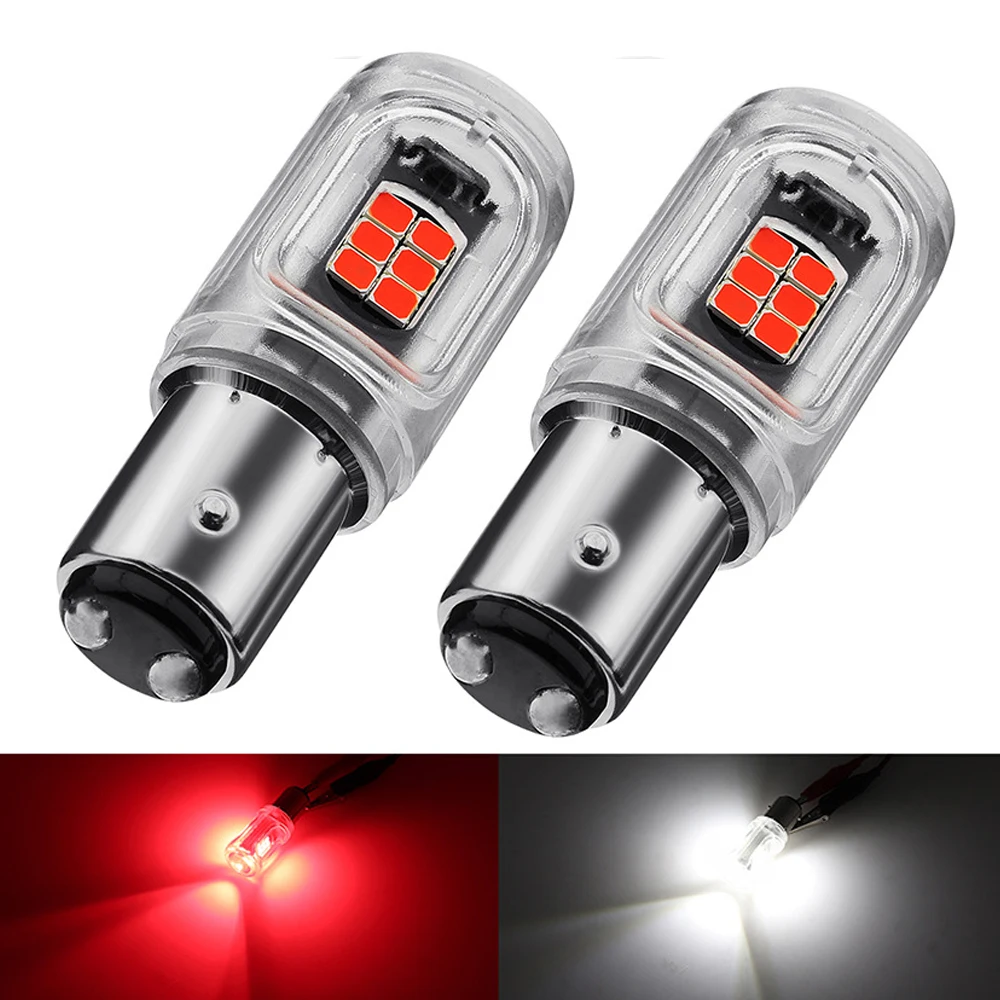 

2pcs BAY15D 1157 P21/5W Brake Lights Bulbs Car LED Constant Light + Strobe Flash Two Modes LED P21W BA15S 1156 Auto Lamp DRL