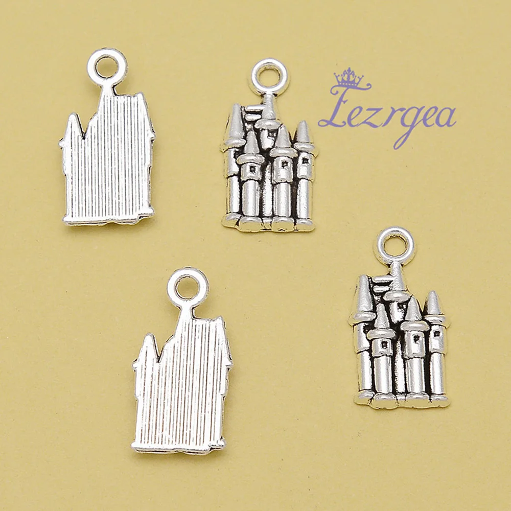 35pcs/Lots 10x20mm Castle Fairytale Princess Charms Travel Pendants For Jewelry Finding Making Accessories