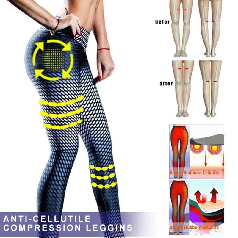 Vrouwen Anti-Cellulitis Compressie Slim Leggings Gym Running Yoga Sport Broek SAL99