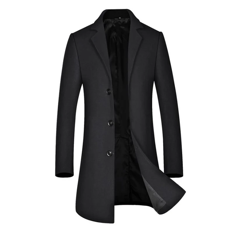 New Autumn Winter Trench Coat Men England Style Long Woolen Coat Boutique Slim Fit Windbreaker Jacket Men Overcoat