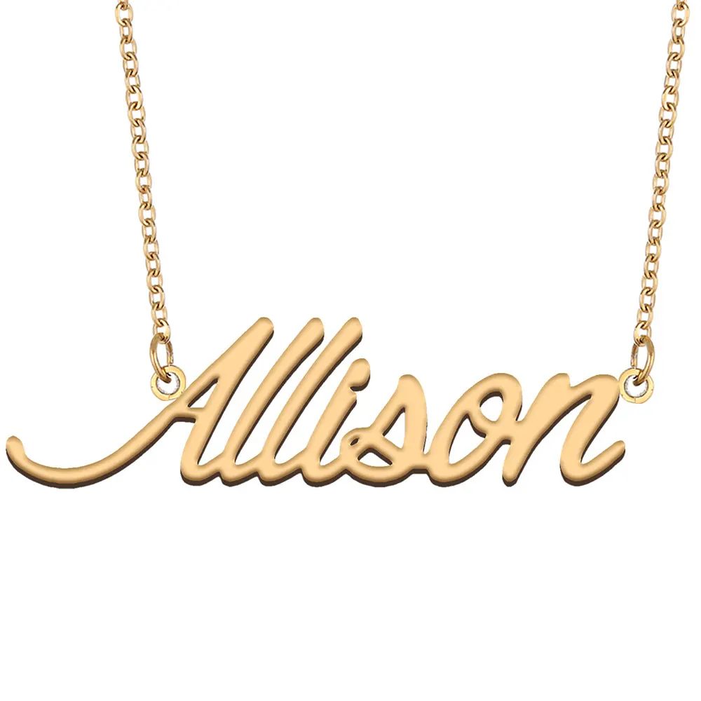 Allison Name Necklace for Women Personalized Stainless Steel Jewelry Gold Plated Nameplate Pendant Femme Mothers Girlfriend Gift