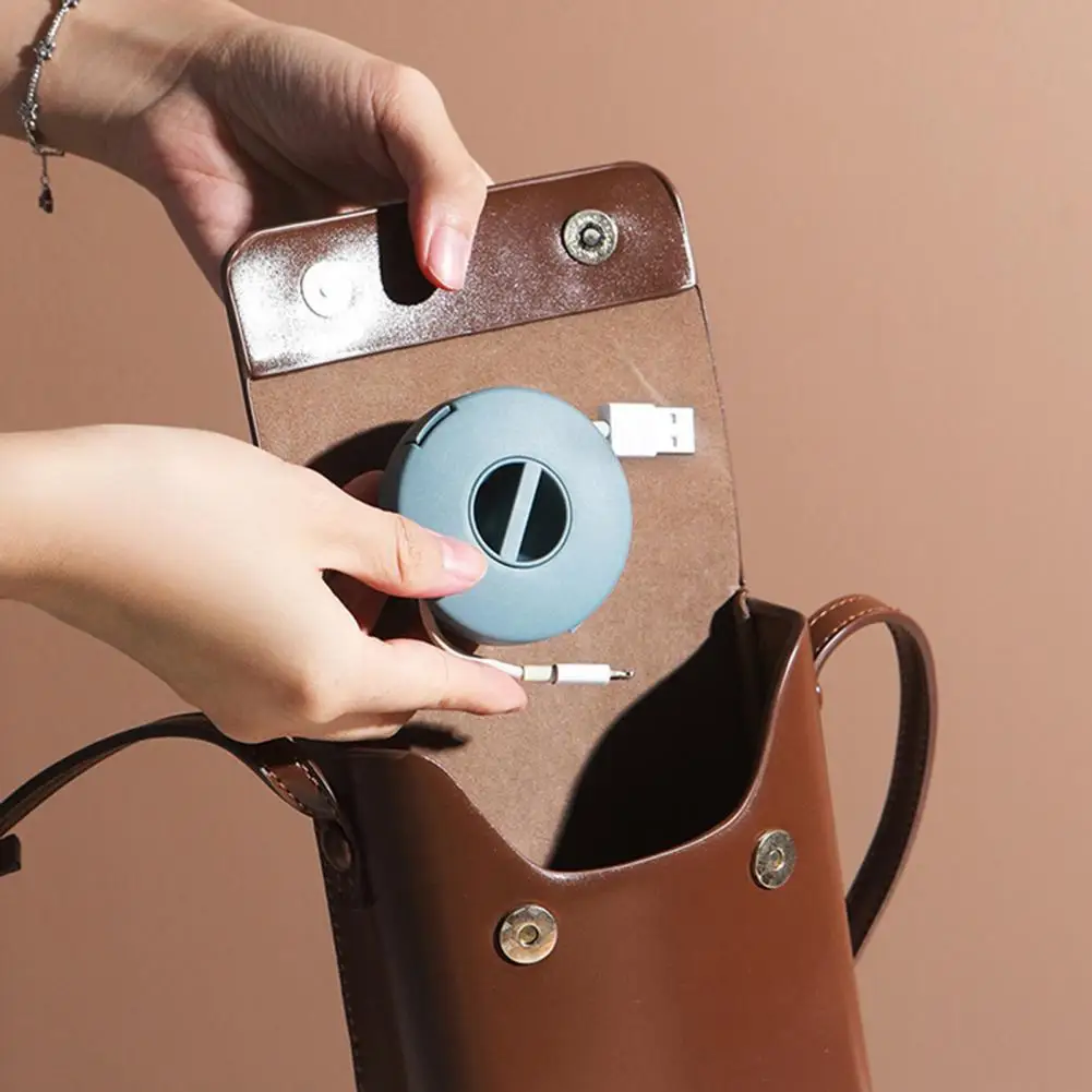 Multi-function Round Shaped All In Order Earphone Case Rotating Storage Jewelry Protective Wire Cable Organizer Data Line Box